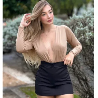 Promoção saia feminino alfaiataria curta cintura alta - Branco