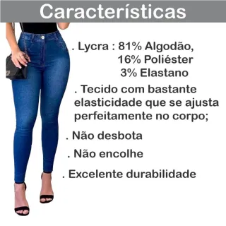 Calça Jeans Feminina Cintura Alta Levanta Bumbum - Kit 3 Unidades - 01 Calça Azul Escuro - 01 Peça