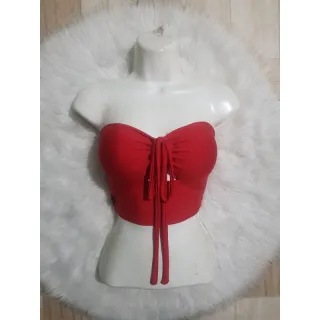 Suplex Cropped Top Feminino Tomara que Caia Com Bojo - Tamanho Único - Vermelho