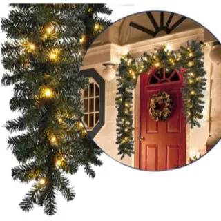 Enfeite de Natal Galhos Verde Crua Festão Aramado Rattan - R86451 - Festão - R86451