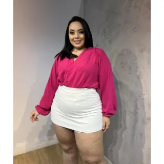 Plus size shorts saia bengaline Frente e verso GG ao g3 - Rosa