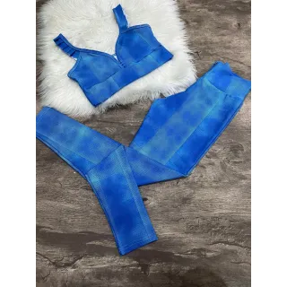 Calça Legging com Top Fitness Conjunto Babado - Preto