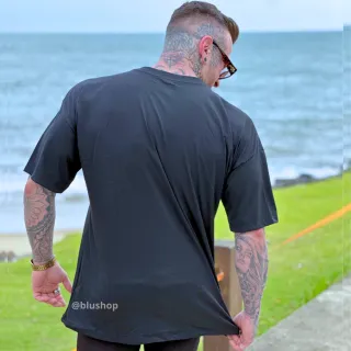 Camisa Masculina Streetwear 100% Algodão Oversized Lisa - CAMISETA PRETA OVERSIZED