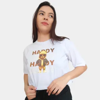 Moda Gringa: Camiseta Cropped em Algodão 100% - MARROM/Gato The Moon