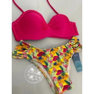 Modelo sereia biquini concha, duas tiras - Terracota