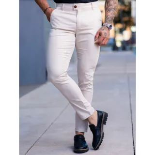 Calça Premium Masculina Skinny Sarja Sport Fino com Bolso Embutido e Lycra - Branco
