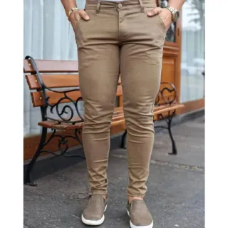 Calça Premium Masculina Skinny Sarja Sport Fino com Bolso Embutido e Lycra - Branco