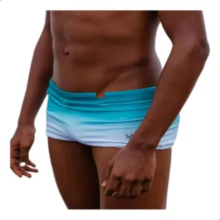 Sungas Adulto Larga Estampada Praia Piscina Boxer Lycra - Azul