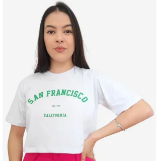 Moda Gringa Camiseta Cropped Larguinho - Grateful/BRANCO