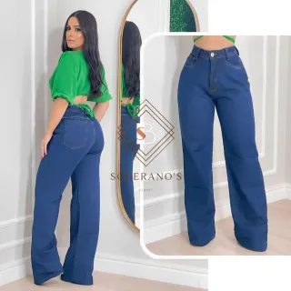 Pantalona Jeans Feminina Wide Leg Rasgada - Calça - WD-FAMOSINHA