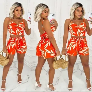 ENVIO IMEDIATO Conjunto feminino Cropped e Short Cintura alta - Pink