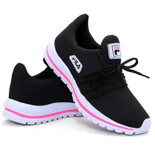 Confortável Tênis Corrida Feminino Masculino F1 Academia Caminhada - PRETO/PRETO/PINK