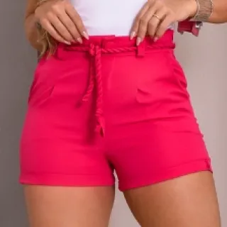 Bolso Removível Shorts Feminino Alfaiataria com Cordão - Nude