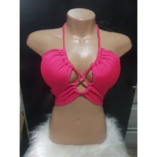 Suplex Cropped Top Feminino Tomara que Caia Com Bojo - Tamanho Único - Vermelho