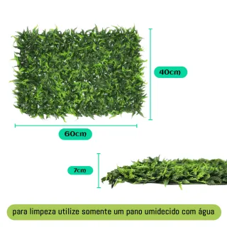 Painel Grama Mural Planta Artificial Samambaia - Muro Verde Jardim Vertical - Kit 4 - Samambaia