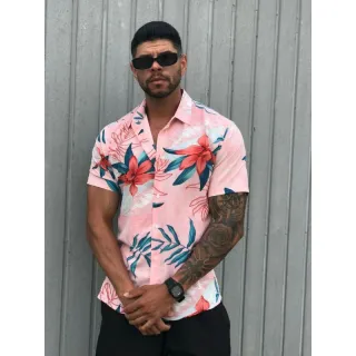 Viscose Verão 2021 Camisa Estampada Floral Havaiana Florida - Cor4