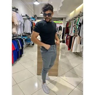 Exclusiva calça cinza masculina bengaline em alfaiataria - Cinza