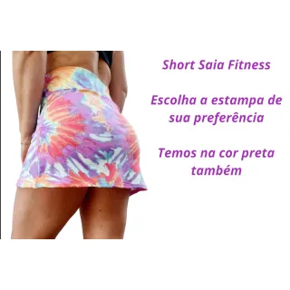 Saia fitness feminina curta em suplex - escolha a estampa que mais combina com você - ROSA/LILÁS/VERDE