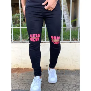 Calças masculinas premium estampadas super elastano skinny destroyed - Calça night on sorriso