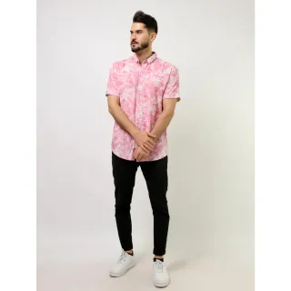 Camisa Manga Curta Masculino Floral Rose Claro - M