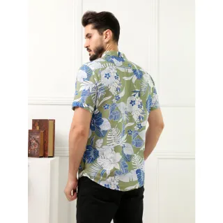 Camisa Manga Curta Masculino Floral Verde Claro - GG