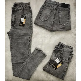 Calça feminina cintura alta sal e pimenta jeans - Forma PEQUENA/ bordado 0146