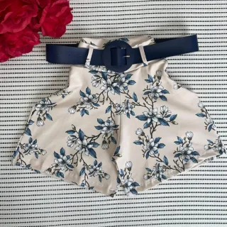 Short Feminino Malha Cintura Alta + Cinto. Moda Praia Verão - MODELO 2 ESTAMPA SORTIDA