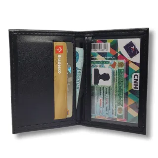 Porta Cartões de Couro Slim Masculino e Feminino - Café Tamanho CNH