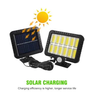 Sensor Presença Luminária Solar de Parede 120 Cob 24W com 3 Funções - Único