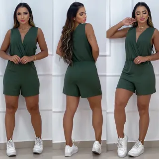 Transpassado verão macaquinho feminino - Preto