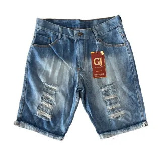 Bermuda Jeans Masculina Slim Elastano Lycra - Kit 2 - Preto - Azul