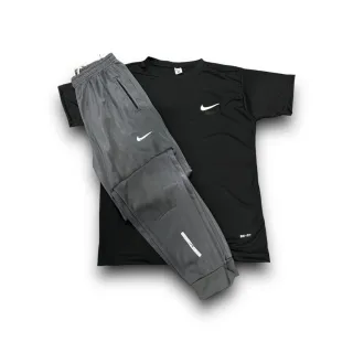 Promoção Conjunto Refletivo Dri-Fit: Calça e Camisa - Cores Novas - calça cinza + camisa preta