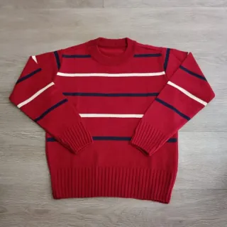 Malha tricô suéter gola redonda masculino infantil juvenil - Areia