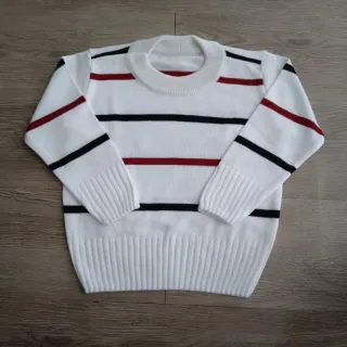 Malha tricô suéter gola redonda masculino infantil juvenil - Areia