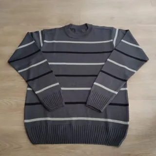 Malha tricô suéter gola redonda masculino infantil juvenil - Areia