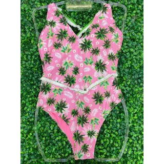 Moda praia floral: Maio com bojo removível, peça única 40-46 - Preto #2