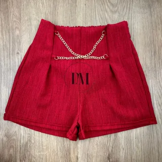 Adulto Shorts Feminino Alfaiataria - Preto