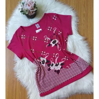 Estilosa Blusinha Manga Curta Plus Size Feminina Moda Evangelica Senhora - Preto