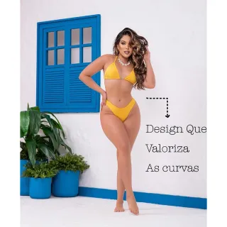 Promoção Biquini Aza Delta Cortininha Fio Dental - ONÇA  CANO  LISO
