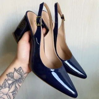 Scarpin Chanel Salto Alto de 8cm - Diversas Cores - Azul Marinho