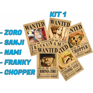 Decoração para parede Premium Wanted One Piece - Autocolante Kit ou Unitário - Franky