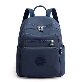 Média Viagem Simples Sólida Cor Leve Feminina Escolar Pano Nylon Moda Casual Mochila - ROSA5107