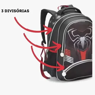 Grande Mochila Infantil Masculina Spider-Aranha Dark 2023 Escolar Resistente - PEQUENA