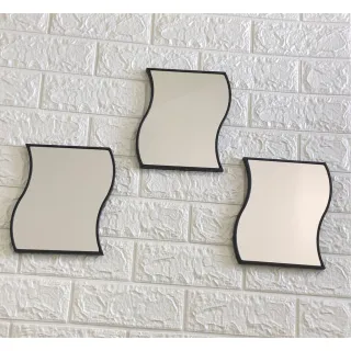 Conjunto de 3 Espelhos Decorativos em Formato Coração, Curva ou Gota - Curva Dourado