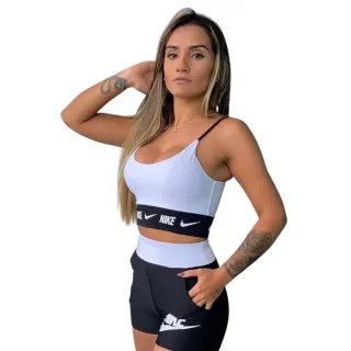Conjunto Fitness Feminino Top Com Bojo e Short Bolso, Suplex com Ótima Elasticidade - Conjunto Branco