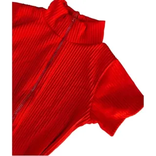 Short Elástic Manga Curta Macaquinho Gringo Feminino 3D - Vermelho cobre