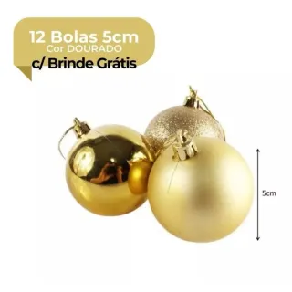 Decoração Natalina: Kit com 12 Bolas de Natal Mista Lisa Fosca Glitter 5cm - 5cm kit 12 prata