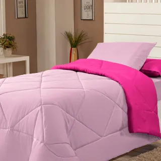 Promoção Edredon Solteiro Dupla Face Margarida com Fronha - Avelã