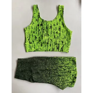 Conjunto Fitness Suplex Feminino - Top e Short 3D - SHORT rosa estampado