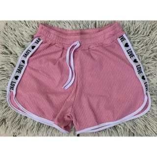 Moda Blogueira Short Feminino Verão Malha Ribana Canelada - Pink